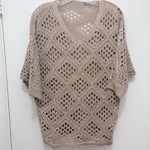 Beige Crochet Knit Sweater